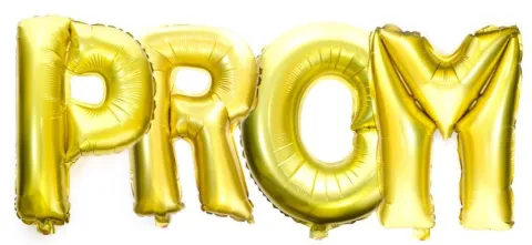 Gold Balloons that spell PROM