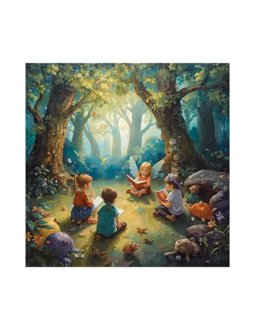 Child wearing fairy wings leading a storytime