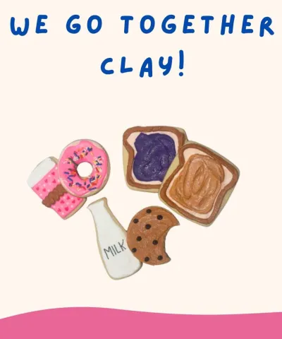 Clay creations including peanut butter and jelly sandwiches and more