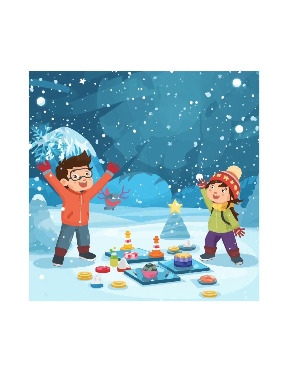 Children playing escape room in the snow